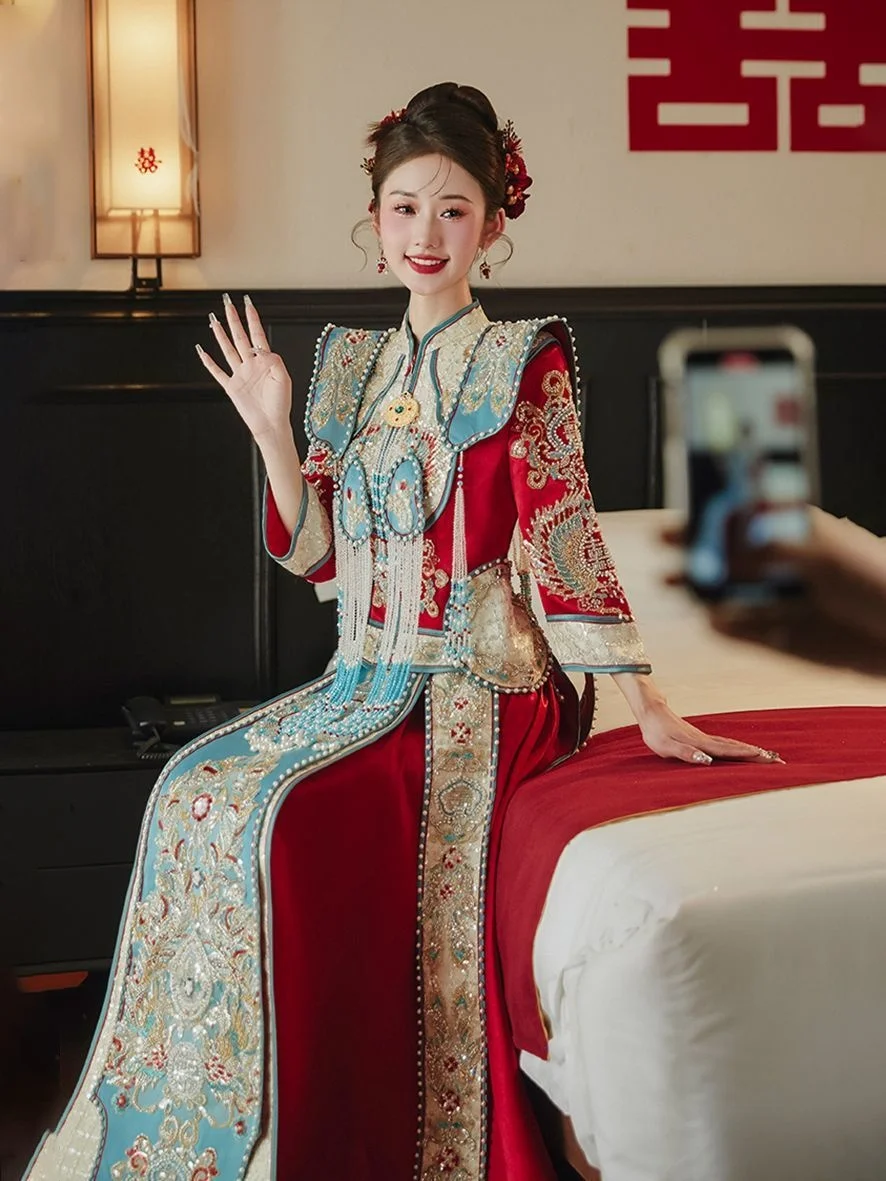 Chinese Wedding Traditional Quah with Dragon Phoenix Embroidery -  OneSimpleGown.com