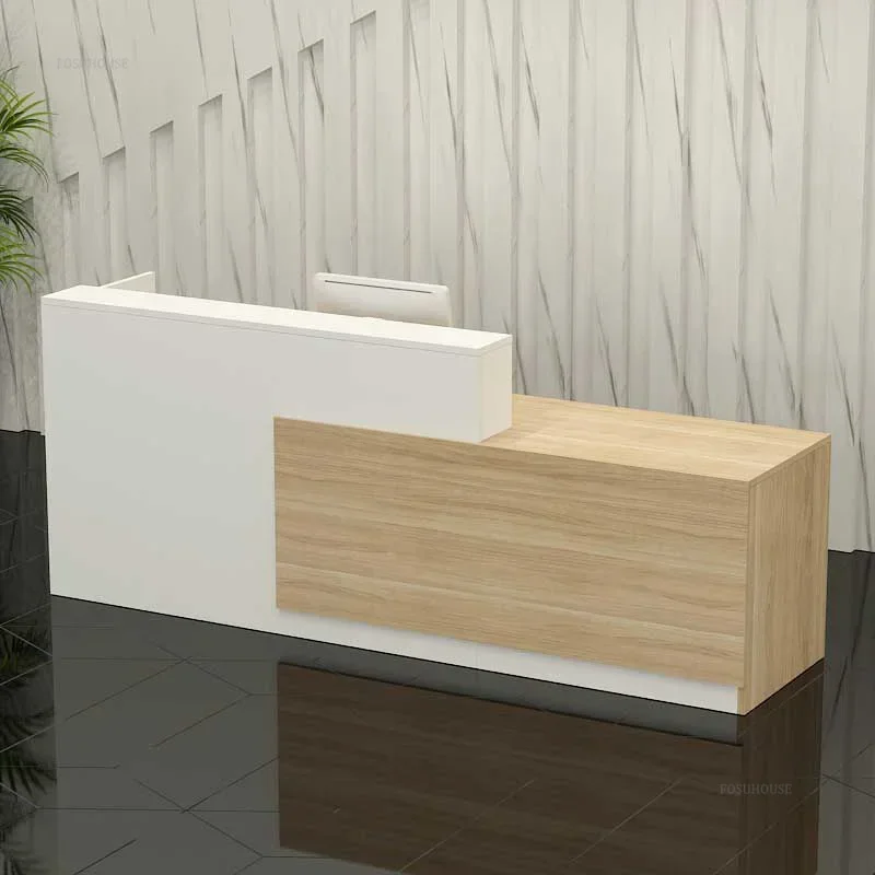 Modern Front Desks Office Wood Furniture Tables Cashier Reception Desk Practical Beauty Salon Information Counter Office Table