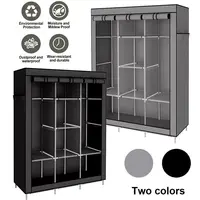 Canvas Wardrobe Dustproof Clothes Storage Dormitory Apartment Free Dust Bags US 2