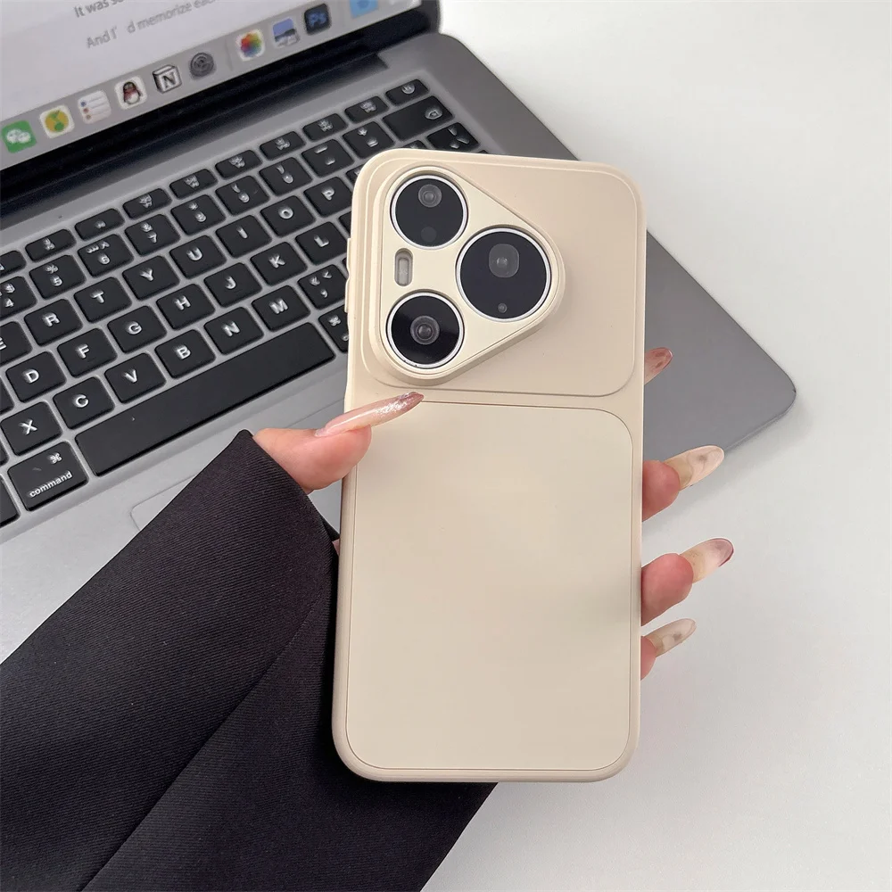 Solid Color Liquid Silicone Phone Case with Camera Lens Protection Cover