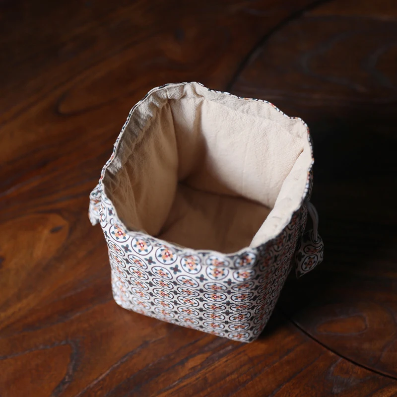 Chinese Style Fabric Travel Storage Bag, Teacup Cloth Bag, Portable Storage Organizer, Small Cup Bags 4
