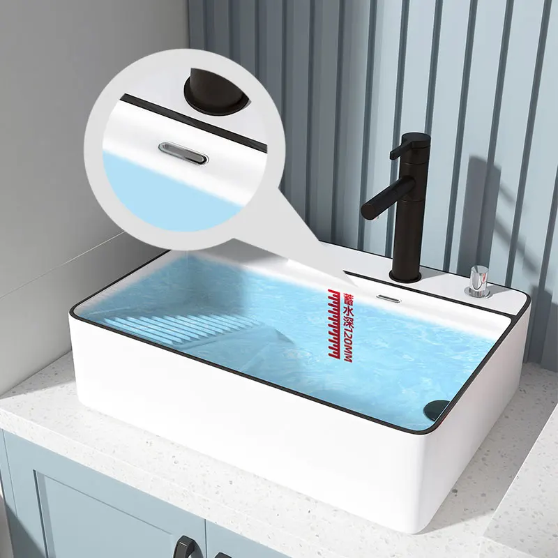 Classic Table Basin Left Sewer Side Drainage Table Laundry Basin With Washboard Balcony Wash Basin Single Basin Household
