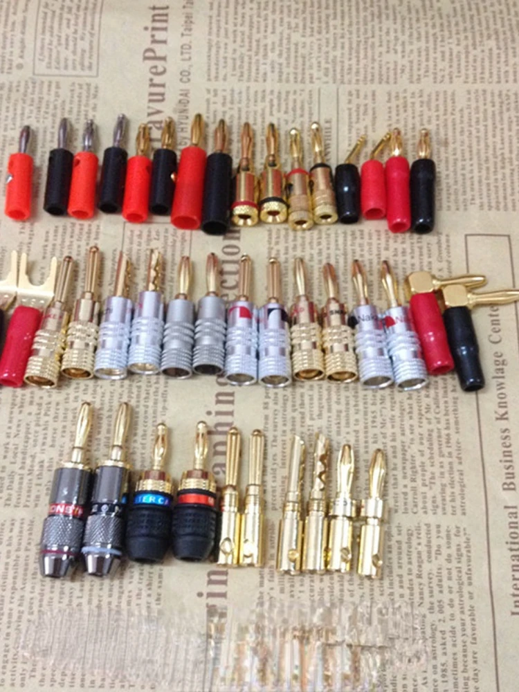 

10pcs Metal Gold plated 4MM banana plug rubber shell connecting head fever banana head sound wire Socket horn wire red black
