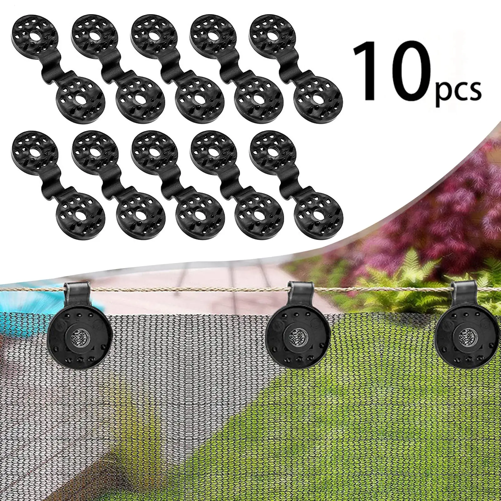 10pcs Sunshade Clips, PE Sun Shade Net Clips, Round Shade Cloth Clips, Greenhouse Film Clip, Agriculture Sun Shade Net Clips