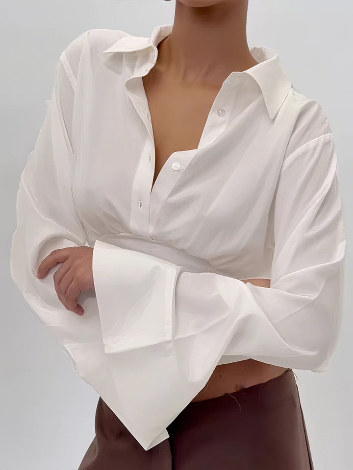 Elegant Women's Long Sleeve Lapel Blouse