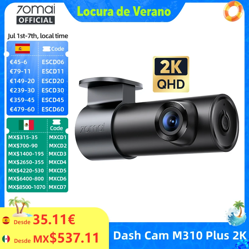 70mai Dash Cam M310 Plus 2K 1440P 143°FOV F1.55 Smart Voice Control 24H Parking Guard Night Vision 70mai M310 Plus 2K Car DVR
