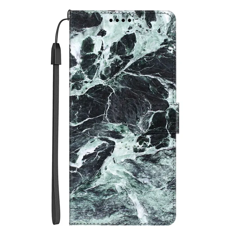 Luxury Marble Leather Flip Wallet Phone Case with Stand and Book Cover Design
