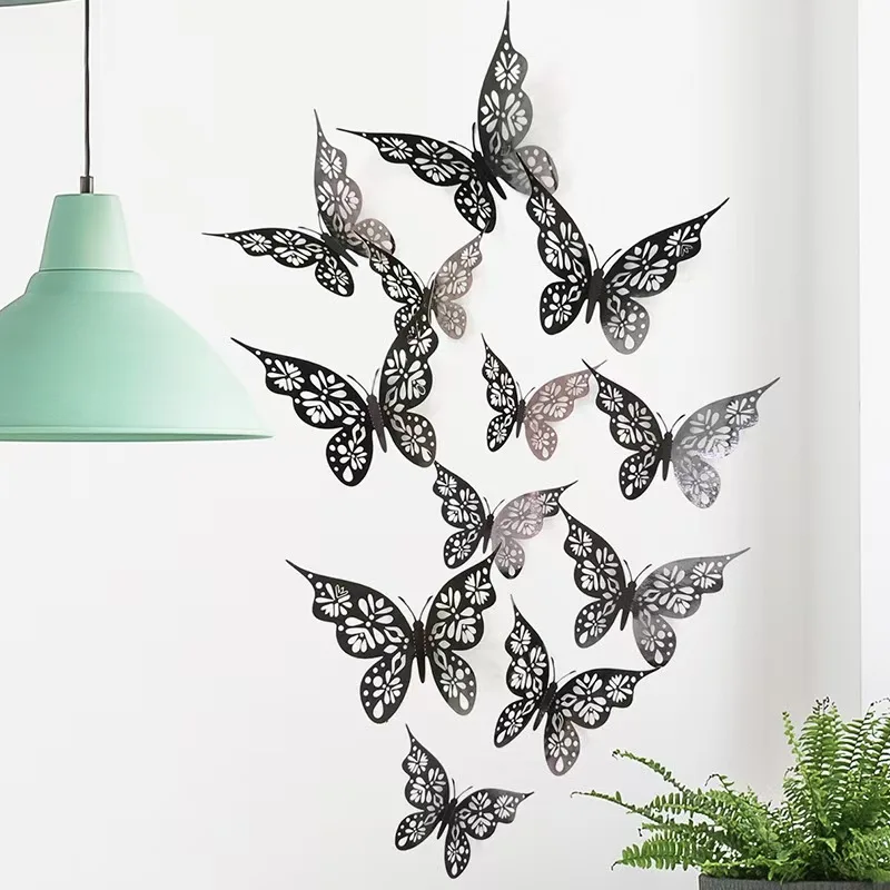 New 24pcs/2 set Colorful Butterflies Wall Sticker 3d Wall Sticker Beautiful Butterfly Living Room for Kids Room Decal Decor