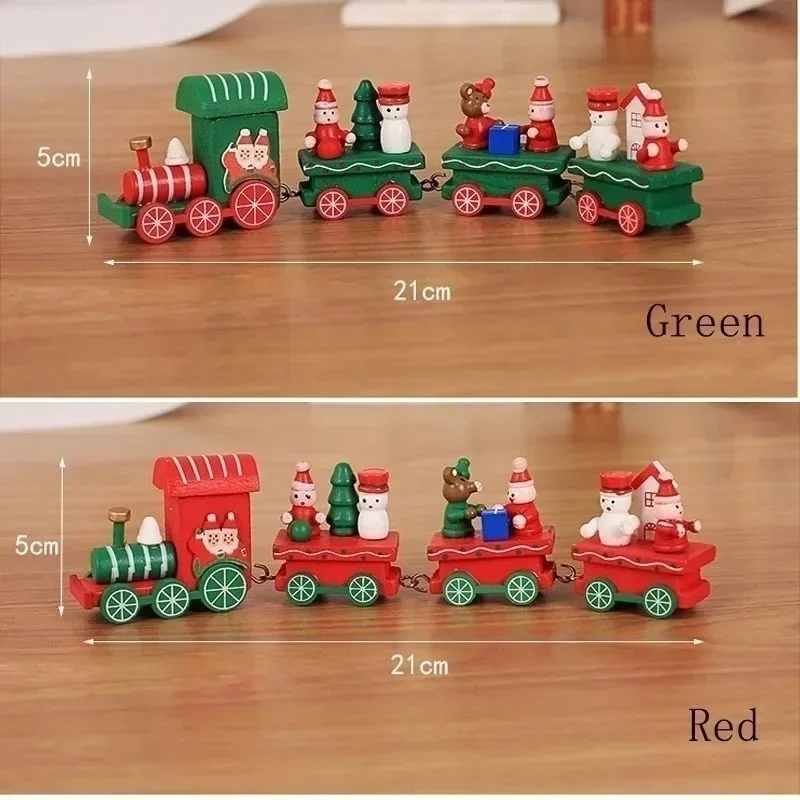 Mini Christmas Wooden Train Shop Window Christmas Train Decorations Children's Holiday Gifts Home Desktop Train Ornaments