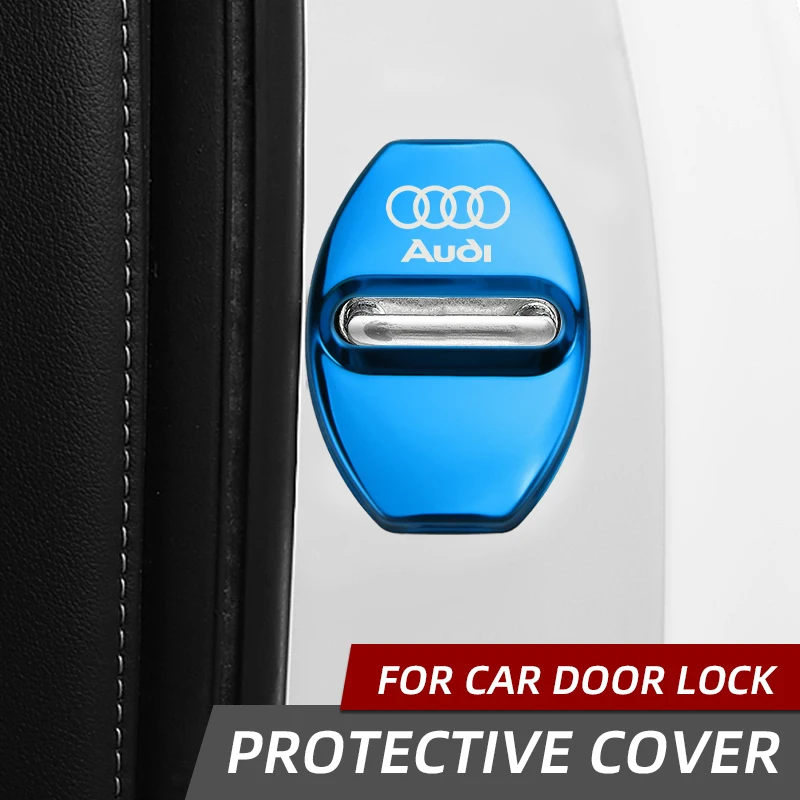 Car accessories 4 PCS Car Door Lock Cover for Audi A3 A4 A5 A6 A7 Q2 Q3 Q5 Q8 TT S3 S4 S5 S6 Stainless Steel Protective Cases