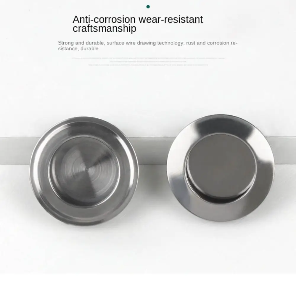 Door Handles Stainless Steel Door Knobs Recessed Invisible Handle Cabinet Pulls Proof Door Round Sliding Handle Pull