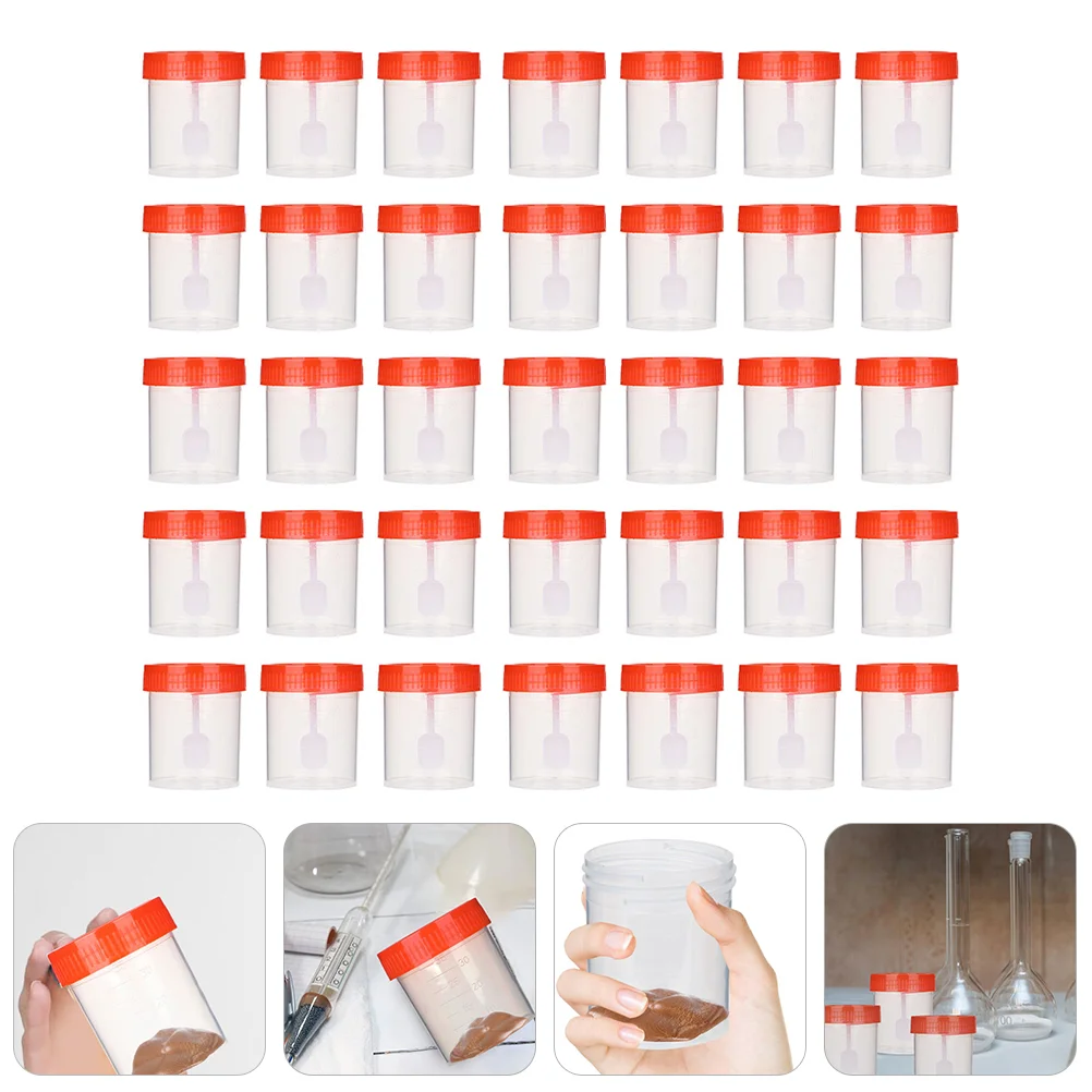

100 Pcs Sample Cup Laboratory Tool Fecal Urine Leak Proof Containers Plastic Cups Screw Mouth Stool