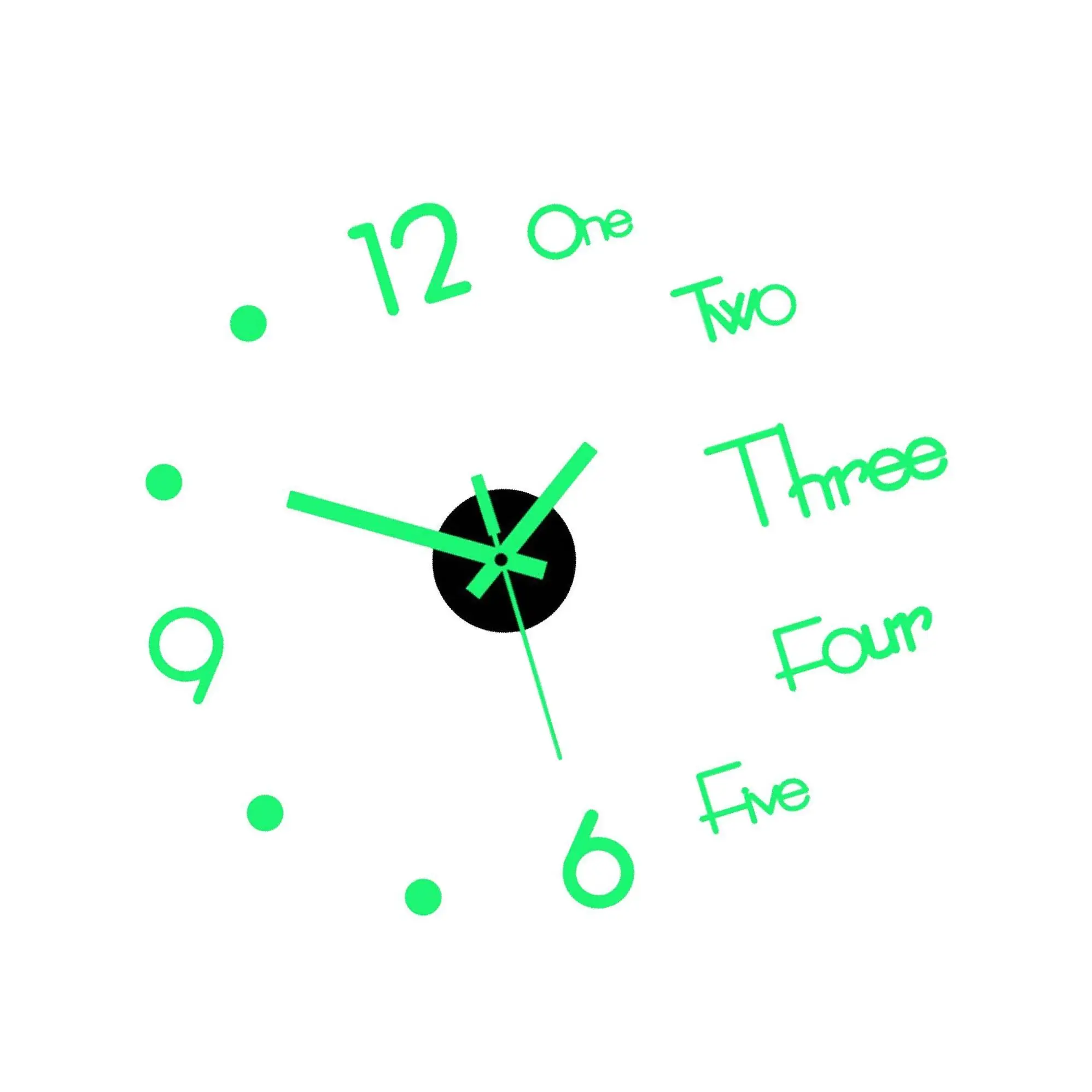 Modern 3D Luminous Wall Clock Stickers DIY Silent Decorative Clock 40cm