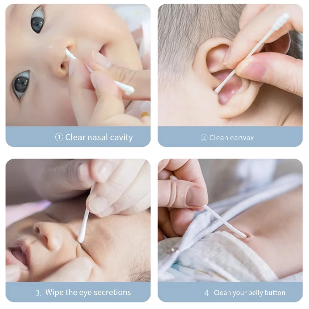 Baby Ear Scoop Cleaning Cotton Swabs Children Special Fine-headed Disposable