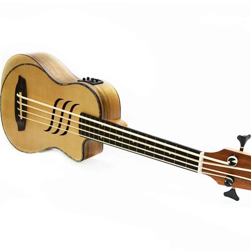 Ubass  Acoustic Electric Solid Spruce Fretless Ukulele Bass 30 Inches Guitar 30 Inches 4 Strings Mini Electro Guitrra Pickup