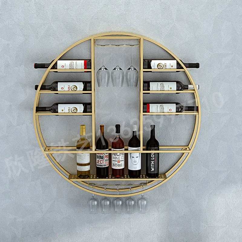 Modern Wall Mounted Wine Rack Hanging Rack Iron Glass Cabinet Kitchen Organizer Storage Dish Shelf Dining Room Decor Holder 3