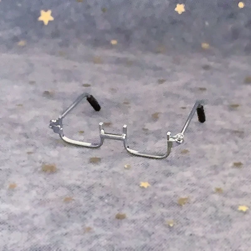 Mini glasses half frame 6cm 4cm bjd doll handle clay bottom frame doll rose gold black silver 4.7cm 6