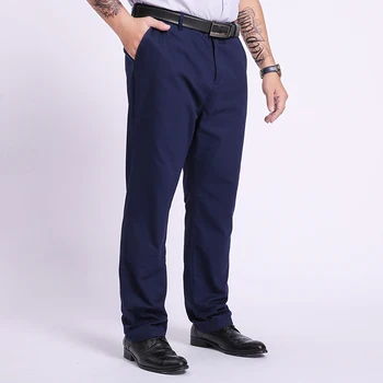 Plus Size 52 50 48 46 Breathable Casual Pants Men 100% Cotton Fabric Slim Chinos Male Business Straight Long Large Trousers 2