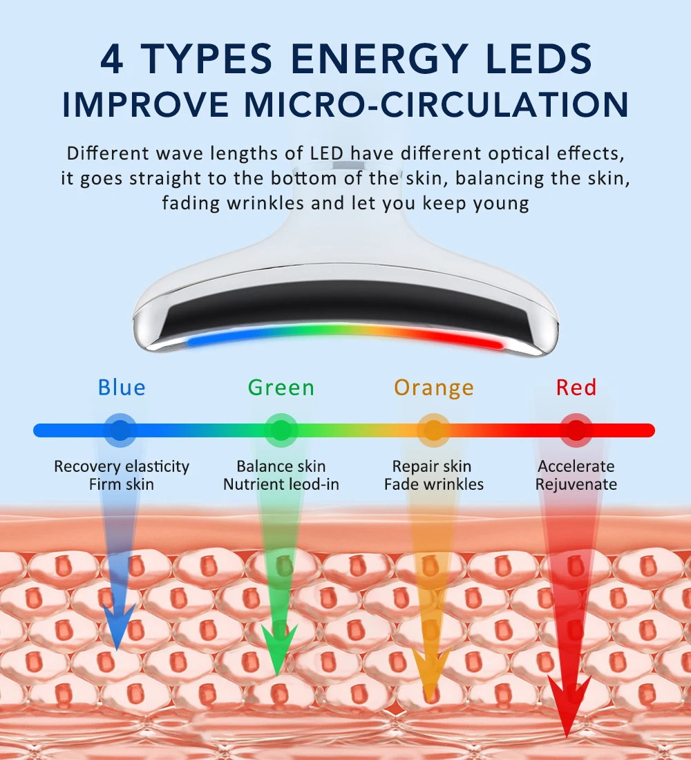 Ice Compress Neck Beauty Device Microcurrent LED Light Therapy Skin Rejuvenation Wrinkles Remover Face And Neck Lifting Massager