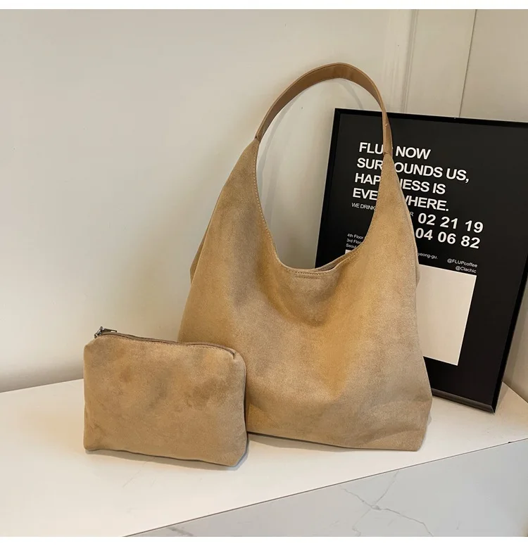 Suede Women's Autumn Winter Commuter Tote Bucket Shoulder Bags