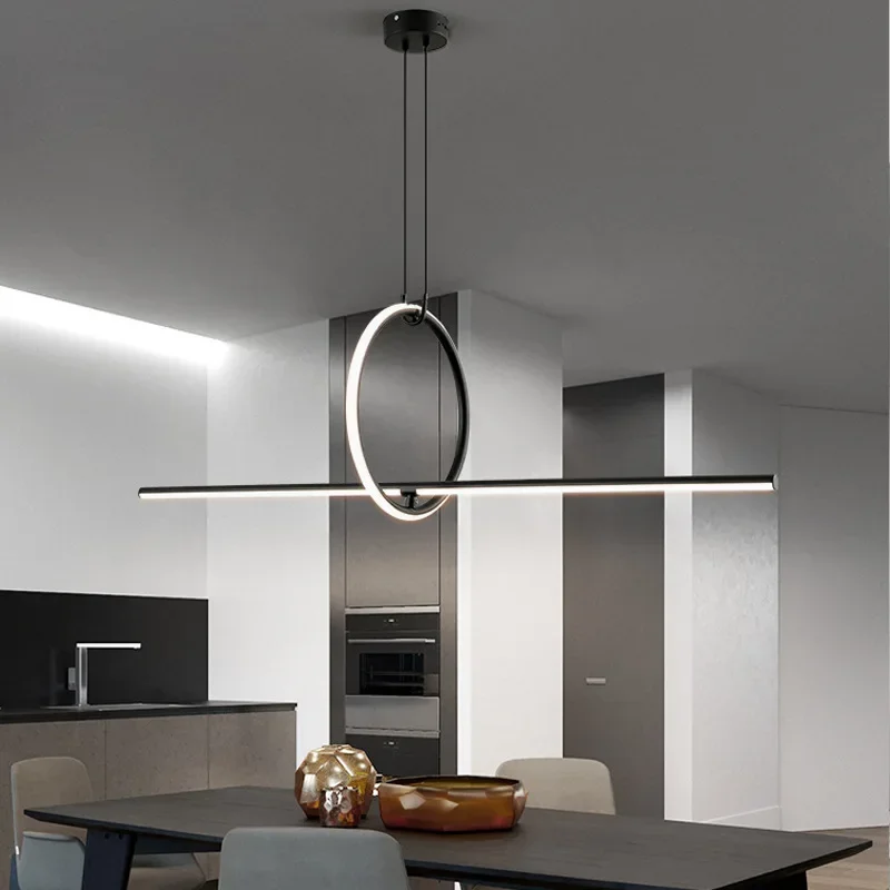 

Nordic minimalist restaurant pendant light creative geometric strip LED light restaurant kitchen home decoration pendant light