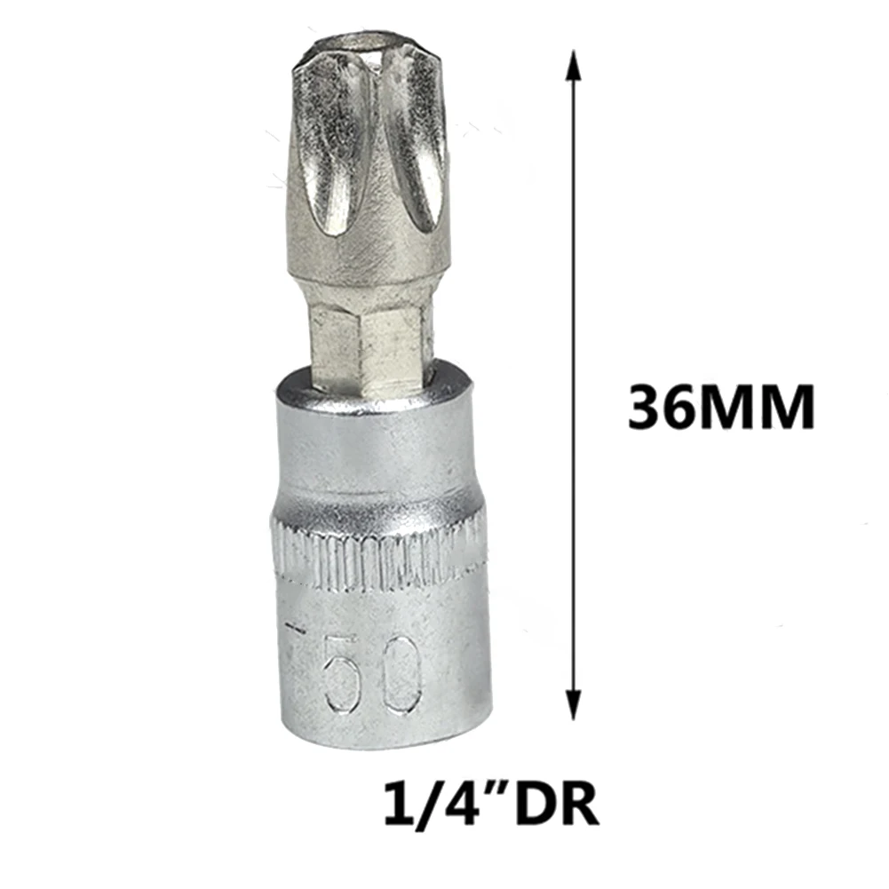 Juego de 10 puntas de destornillador Torx de 55 mm de largo, vástago hexagonal de 1/4 pulgada, estrella a prueba de manipulaciones, destornillador magnético de 6 puntos (T20
