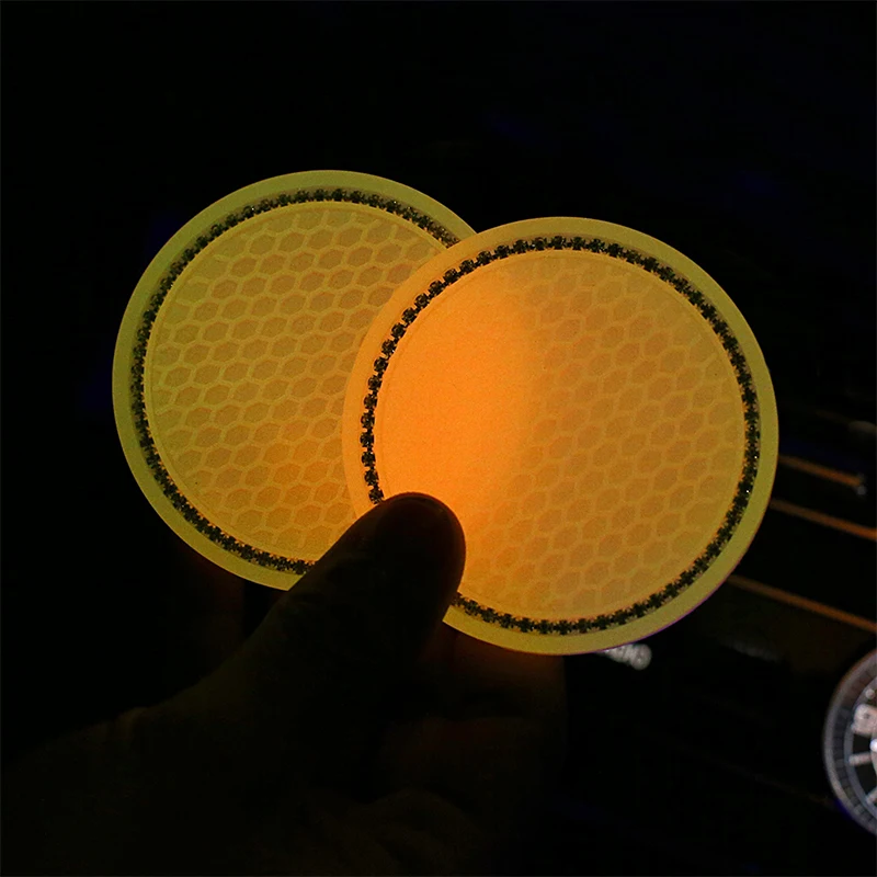 Luminous Car Water Cup Pad Coaster Rhinestone Rubber Mat Car Coaster Cup Bottle Holder Anti-slip Pad Mat Decor Accessories cup holder coasters,car coaster pads