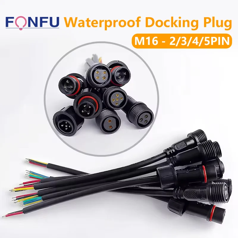 LED Strips 5/20Pcs M16 Waterproof 2 3 4 5 Pin IP65 Cable Wire Plug for LED Strips Male and Female Jack 22mm nut Connector 20CM OD 6mm