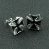 Silver Color Knight Templar Black Cross Earrings Punk Crusaders Band Stud Earring For Women's Fashion Gift Jewelry 4