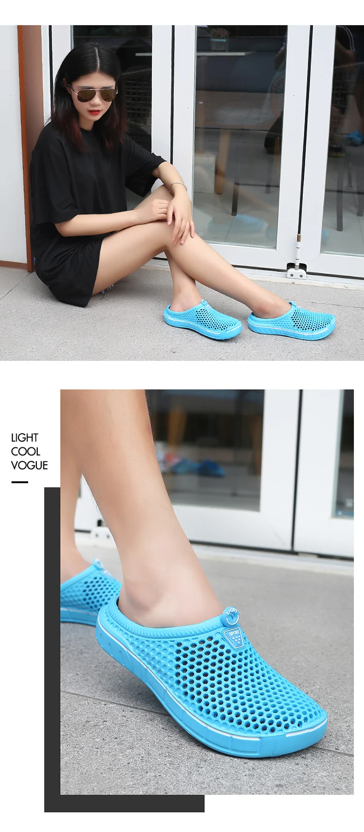 Sandali da uomo Pantofole casual traspiranti leggere Zoccoli in gomma con foro per le donne Scivoli unisex da giardino Taglia scarpe gelatina_voghion.com