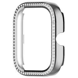 Diamond Bumper Protector Frame Shell Cover - Bling PC Case for Smartwatch Accessories (Silver)