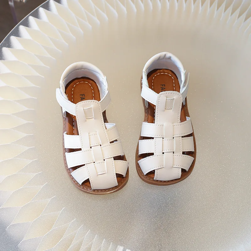 8-9 Years Toddler Girls Gladiator Sandals Little Girl Summer Open Toe Flats Side Zipper Roman Sandal Baby Girl Children S Hollow Princess Shoes Soft