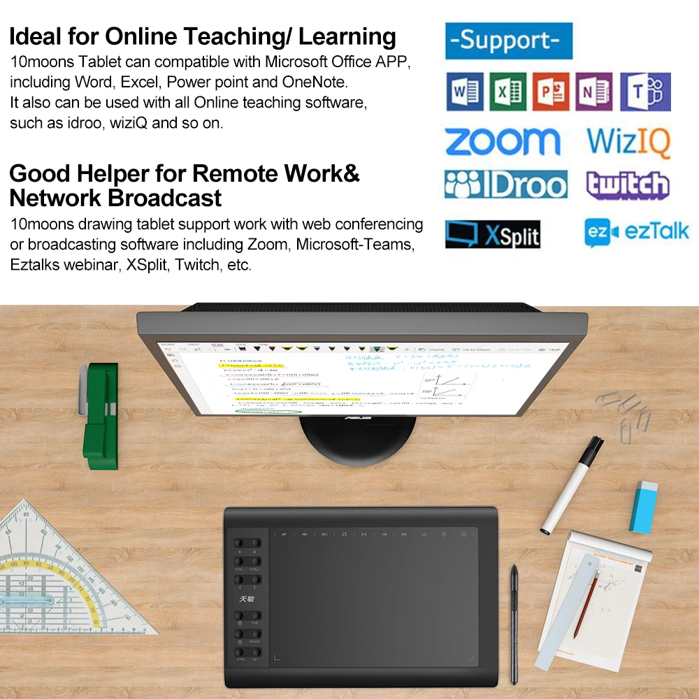 10moons 1060plus Inches Art Digital Graphic Tablet for Drawing Supports Tilt & Radial Function with 10 Shortcut Keys - Image 4