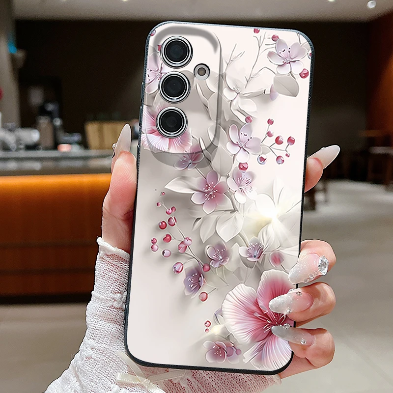 Pink Flower Pattern Soft Silicone Phone Case