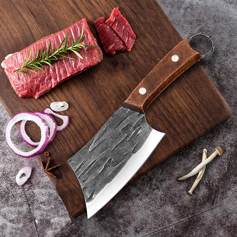 Description Picture 4 of itemHousehold Mini Meat Cleaver Stainless Steel Fish Knife with Wooden Handle Small Kitchen Vegetable Slicing Fruit Knife