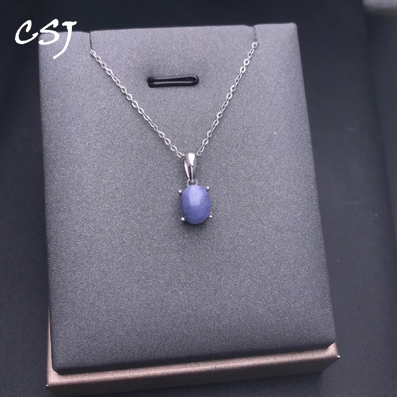 Natural Tanzanite Pendant Sterling 925 Silver Gemstone 7*9mm Necklace for Women Lady Wedding Party Trendy Jewelry Gift