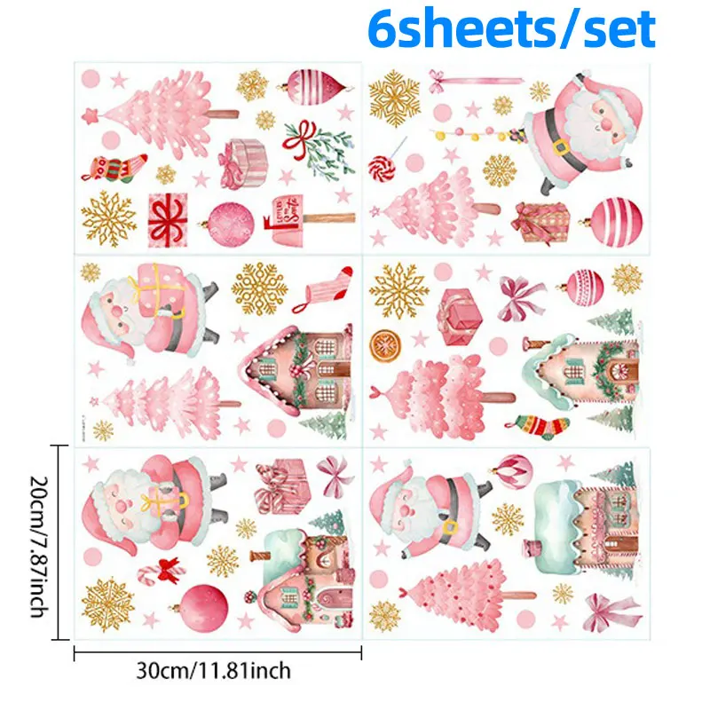 Christmas Window Stickers Snowflake Cartoon Snowman PVC Wall Stickers Home Glass Window New Year Decoration