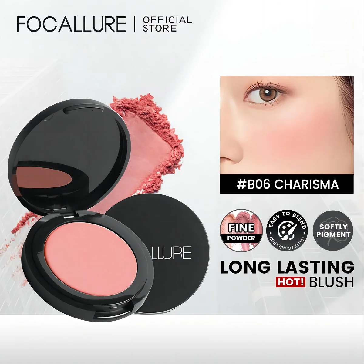 Focallure 16 Colori Fard Viso Opaco Naturale Nutriente Viso Guancia Contorno Peach Blush Palette Donne Polvere Trucco Cosmetici