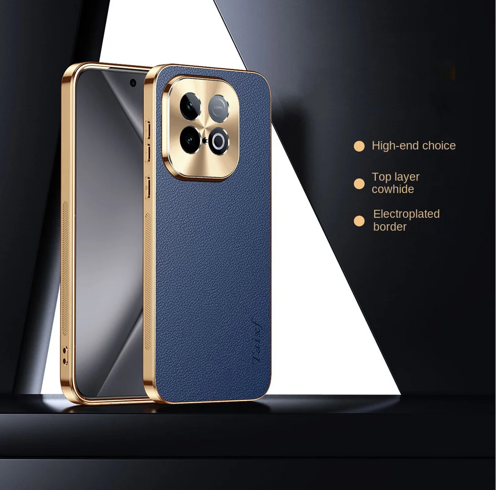Lychee Texture Electroplated Frame Protective Case
