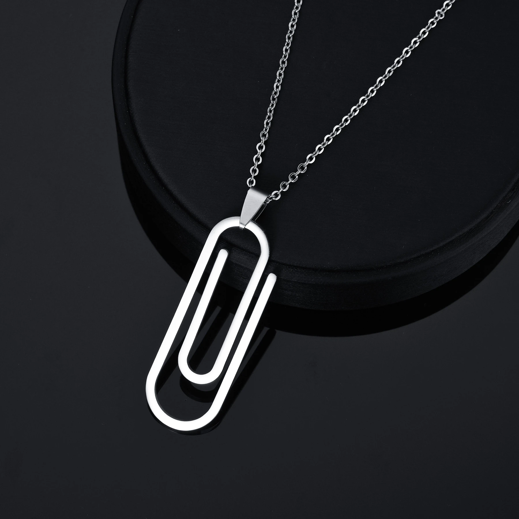 Colgante clásico de acero inoxidable para hombre, collar con Clip de carpeta, Clips de papel, regalo de joyería| - AliExpress