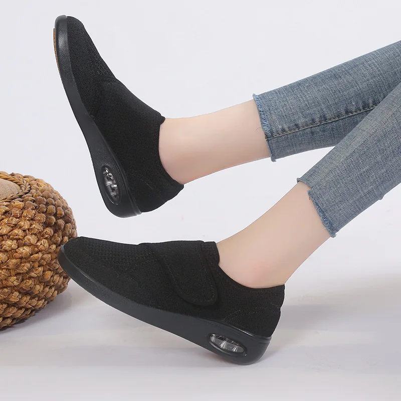 new design hook and loop and  more wide  very soft comfortable health shoes for walking and diabetics for  lady 5