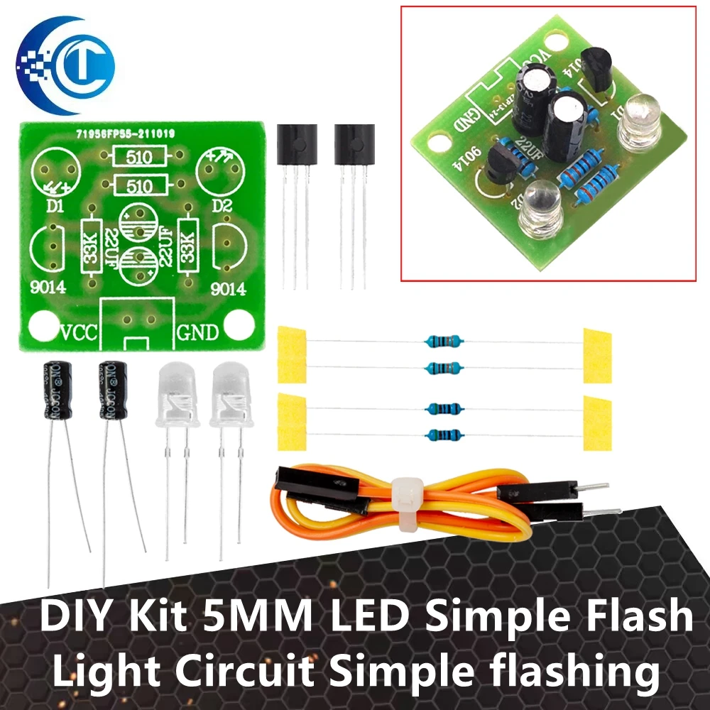 DIY-Kit-5MM-LED-Simple-Flash-Light-Circuit-Simple-flashing-Leds-Circuit ...