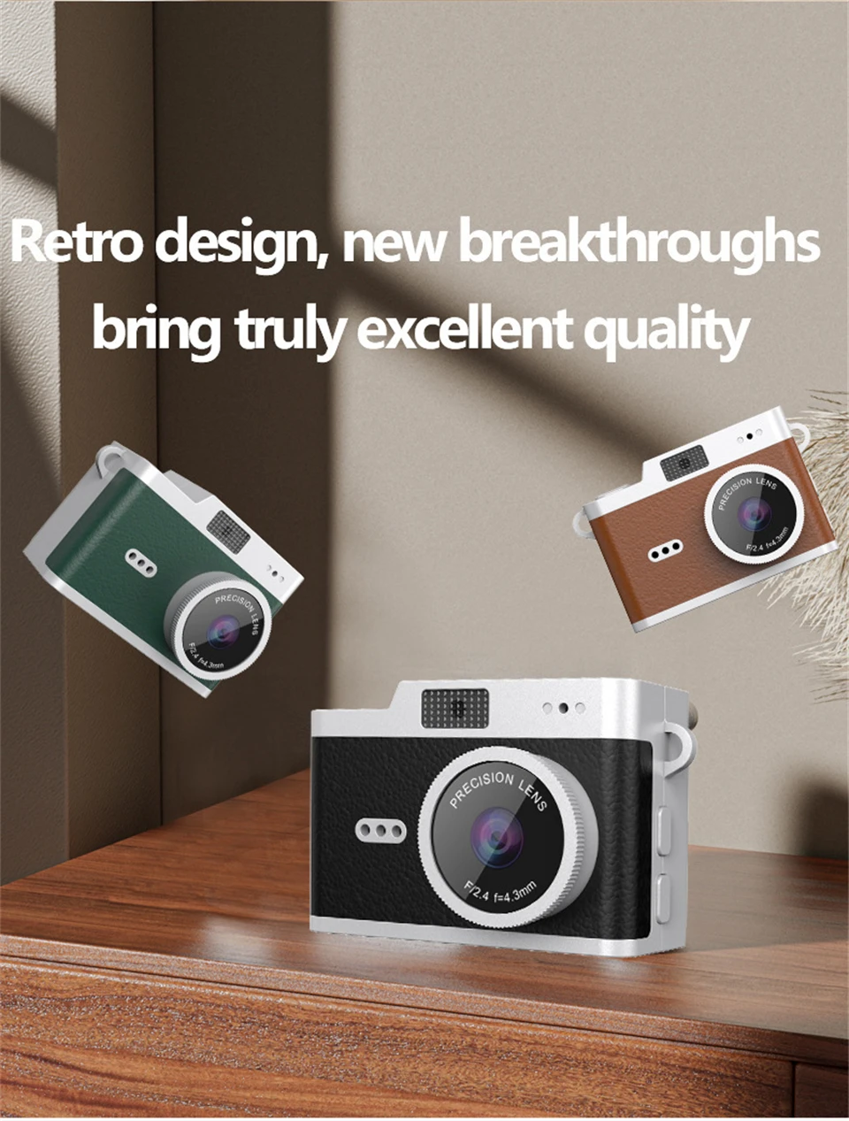 Portable Retro Digital Camera 1080P Video Recorder with 0.96" IPS Screen Compact Vintage Camera for Teens Children Gift