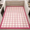 Floor Mat for Kitchen Anti-slip Oil-proof Wipeable Carpet Leather Waterproof PVC Rug Grid Lines Large Size Foot Mats Alfombra 3