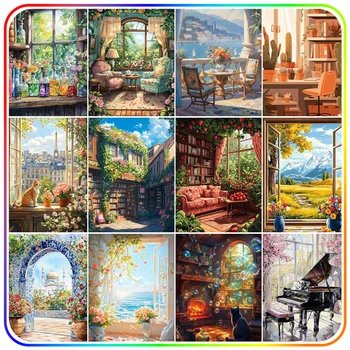 SDOYUNO-Peinture Diamant 5D pour Décoration de Paysage d'Nik, Kit d'invitation, Accessoires DIY, Points de Croix 1