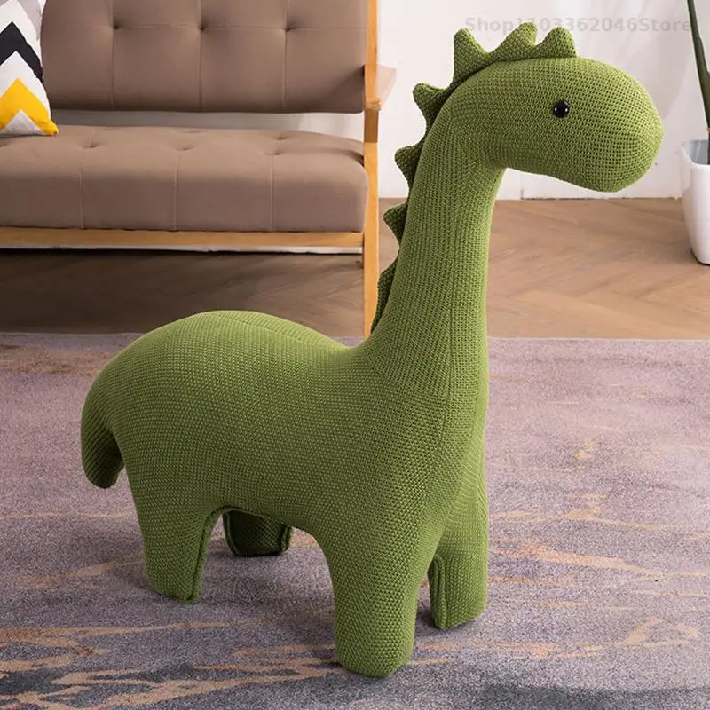 Children's Knitted Dinosaur Sofa Chair Cartoon Animal Seat Giraffe Sitting Stool Baby Ornaments for Living Room