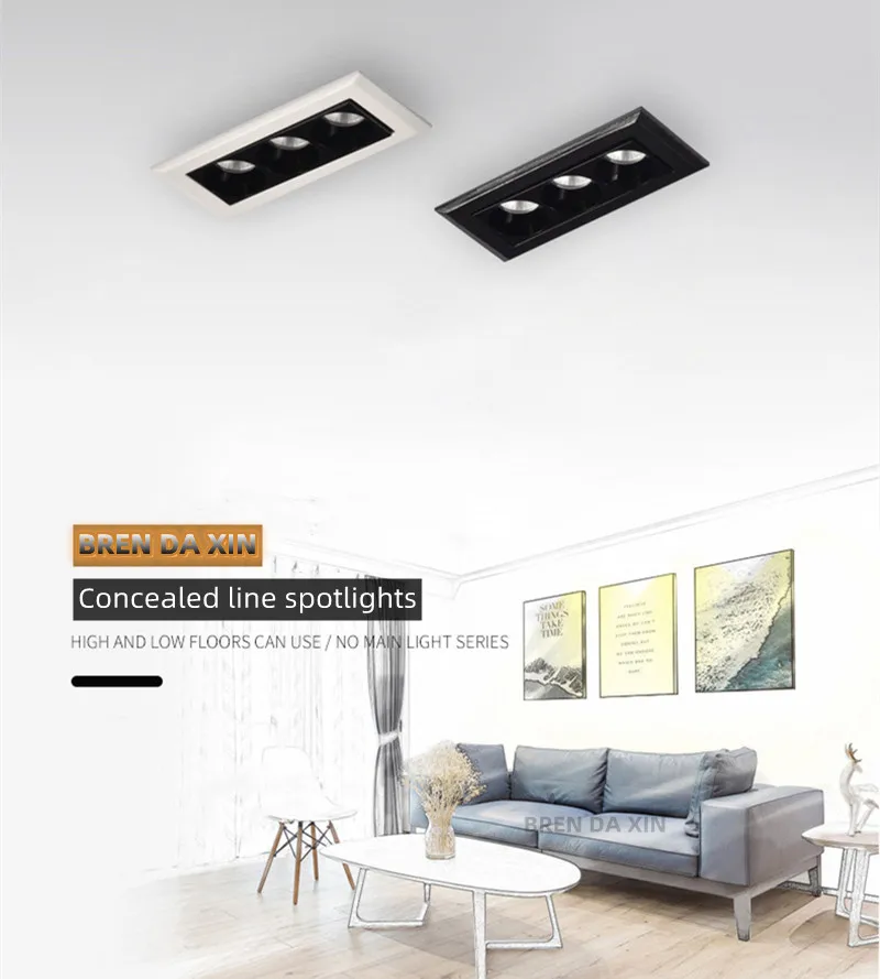 Mini Linear Dimmable LED Downlight Spot Light 6W12W24W Grille Light COB Sky Flower Recessed indoor linear Lighting bulb