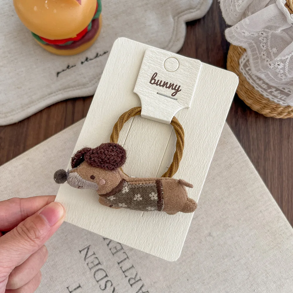 Cartoon Fabric Cute Dachshund Children's Hairpin High Elasticity Does Not Hurt Hair Rubber Band Hair Accessories New Hair Band