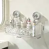 Light Luxury Style Glacier Pattern Suction Cup Shelf Bathroom Shower Punch-Free Wall Mounted Storage Rack Draining Basket Holder 6