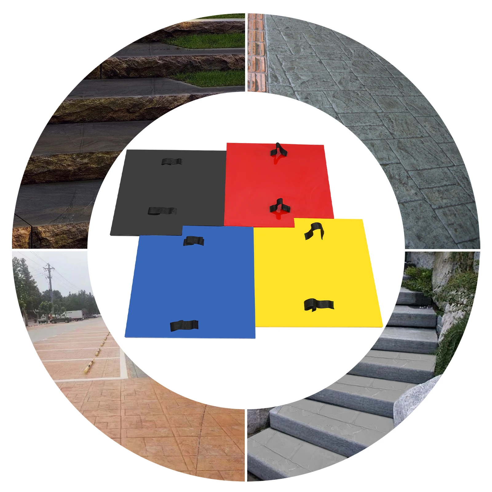 Concrete Texturing Skin 4Pcs Realistic Concrete Stamp Mats 24"x24" Texturing Mats Set PU Slate Stamping Mat